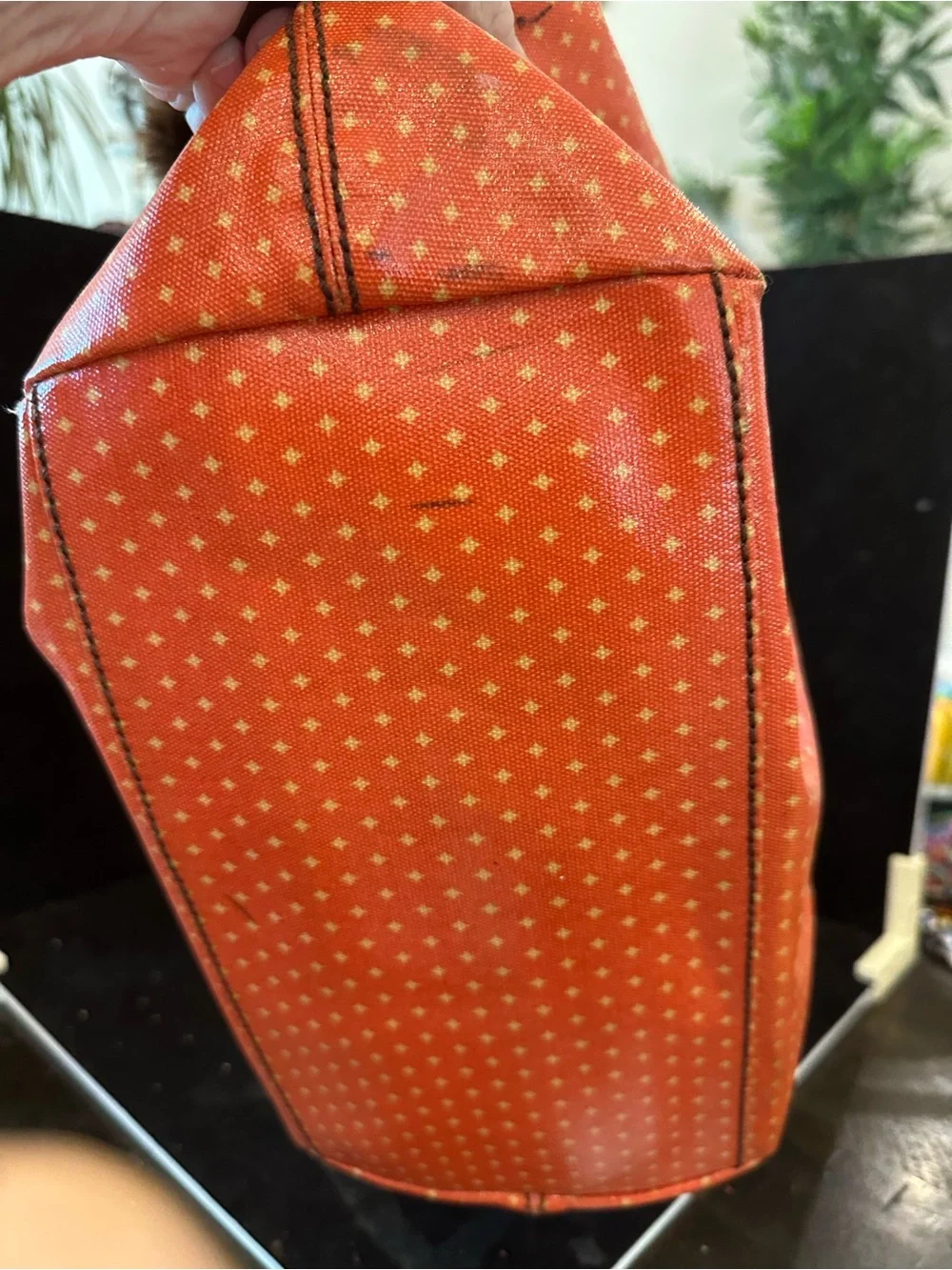 FOSSIL #075 Orange Tote Bag with Brown Handles
